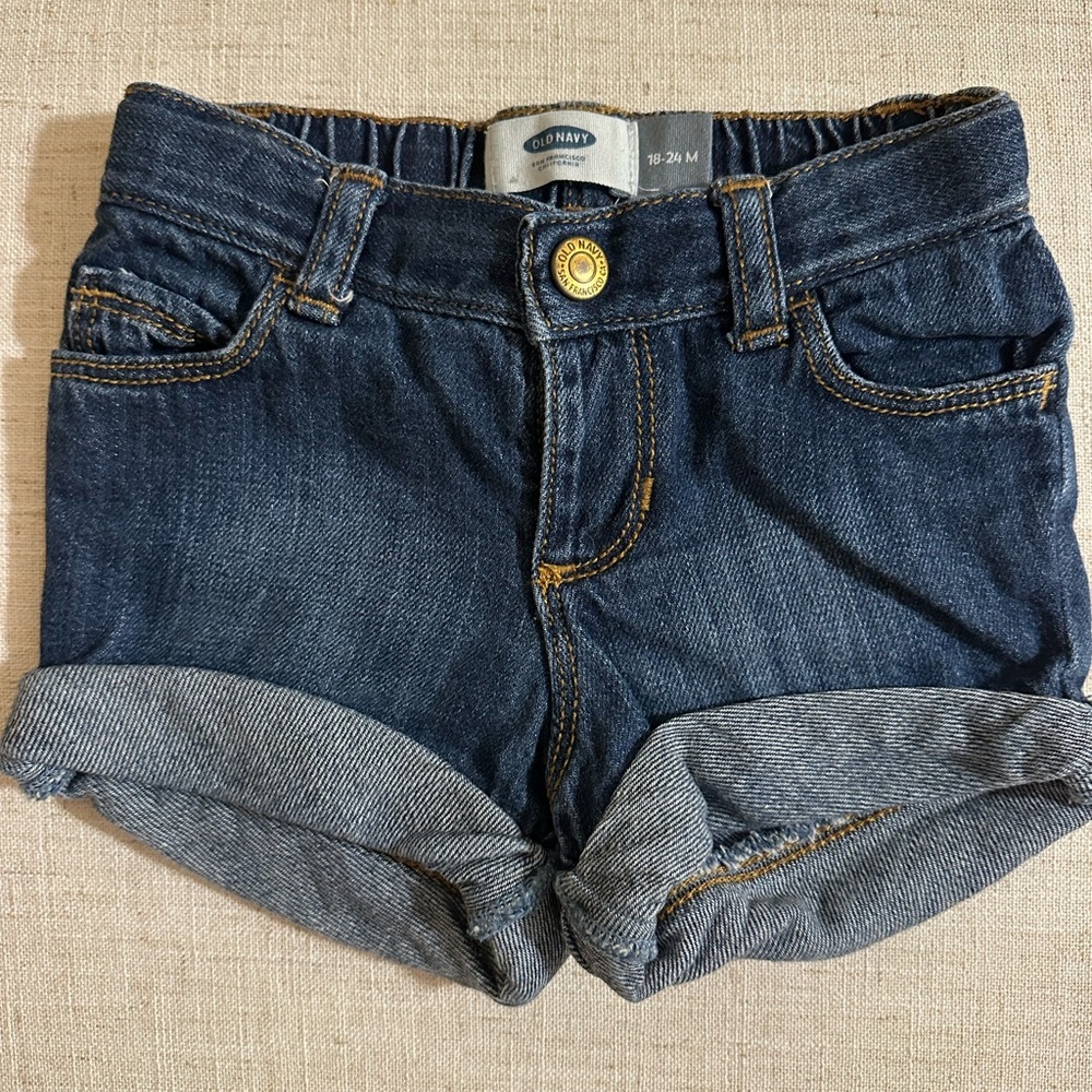 Old Navy Kids Dark Blue Rolled Cuff Denim Shorts